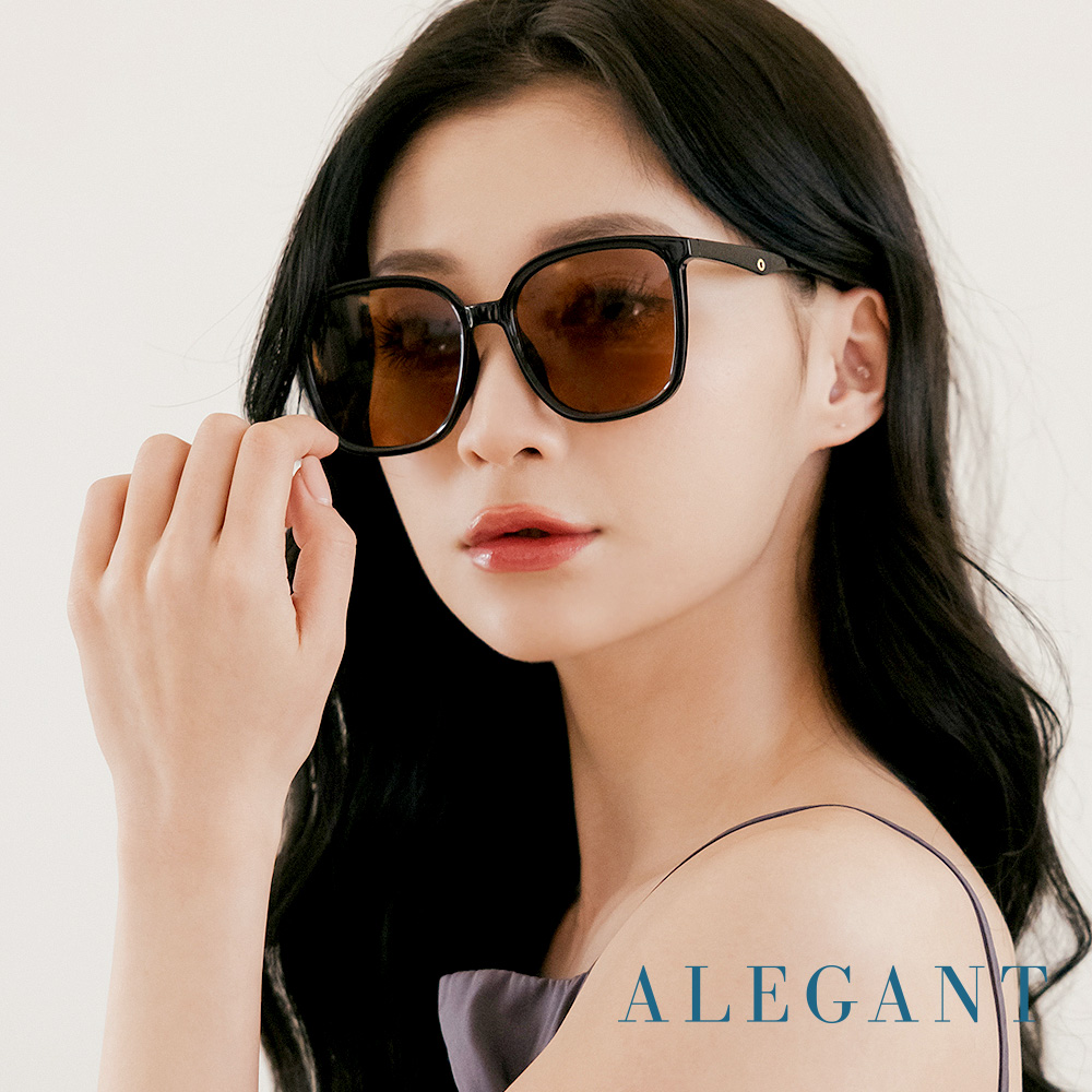 【ALEGANT】南柚棕復古風格輕量橢圓方框墨鏡/UV400太陽眼鏡