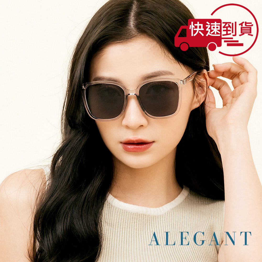 【ALEGANT】晶月灰透明復古風格輕量橢圓方框墨鏡/UV400太陽眼鏡