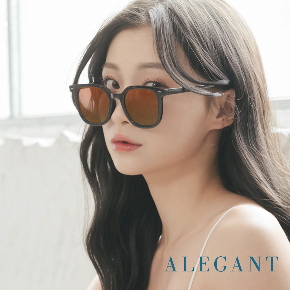 【ALEGANT】潮流造型燦夜橘輕量貓眼方框墨鏡/UV400太陽眼鏡