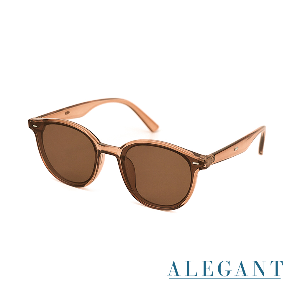 【ALEGANT】松野棕清新簡練品味設計波士頓圓框墨鏡/UV400太陽眼鏡