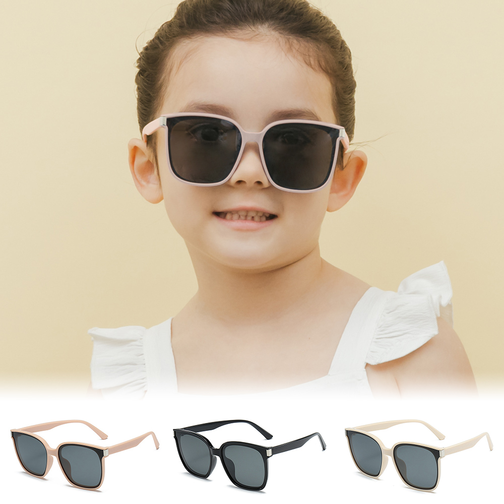 【ALEGANT】派對時尚兒童專用鑲嵌鈦銀金屬方框輕量矽膠彈性太陽眼鏡/UV400偏光墨鏡