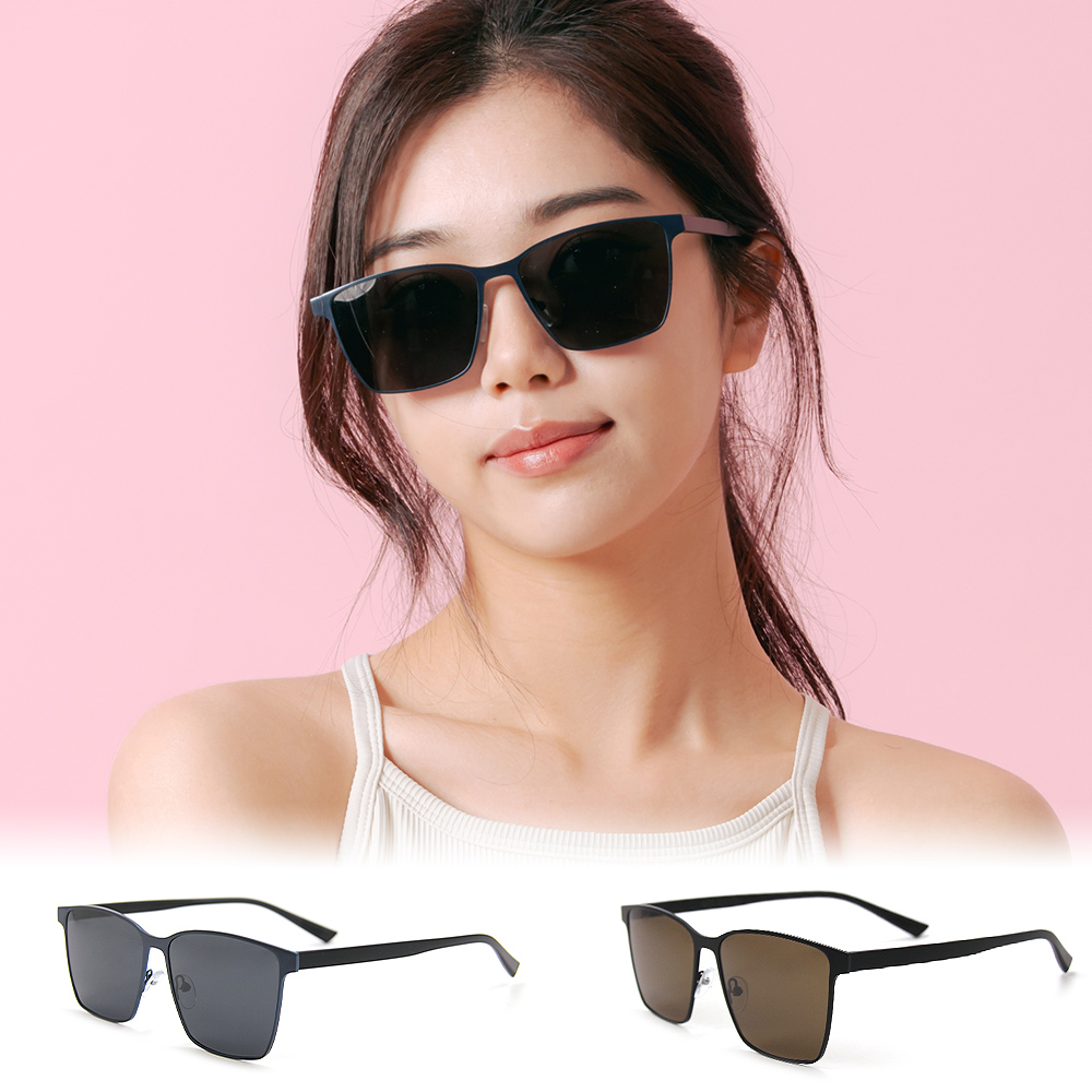 【ALEGANT】英倫雅仕鑲嵌金屬方框寶麗來偏光墨鏡/UV400太陽眼鏡