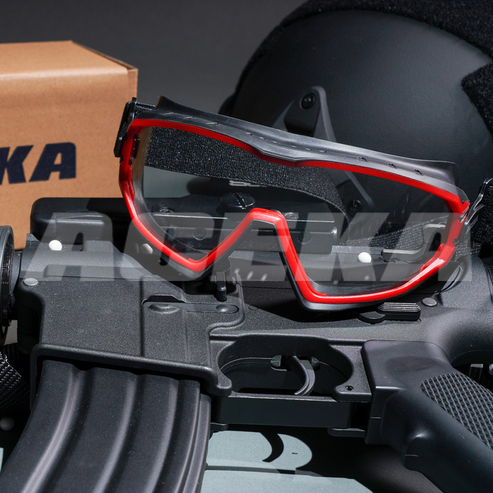 【ACEKA】質感全罩式/紅框外掛式透氣安全眼鏡/防護眼鏡