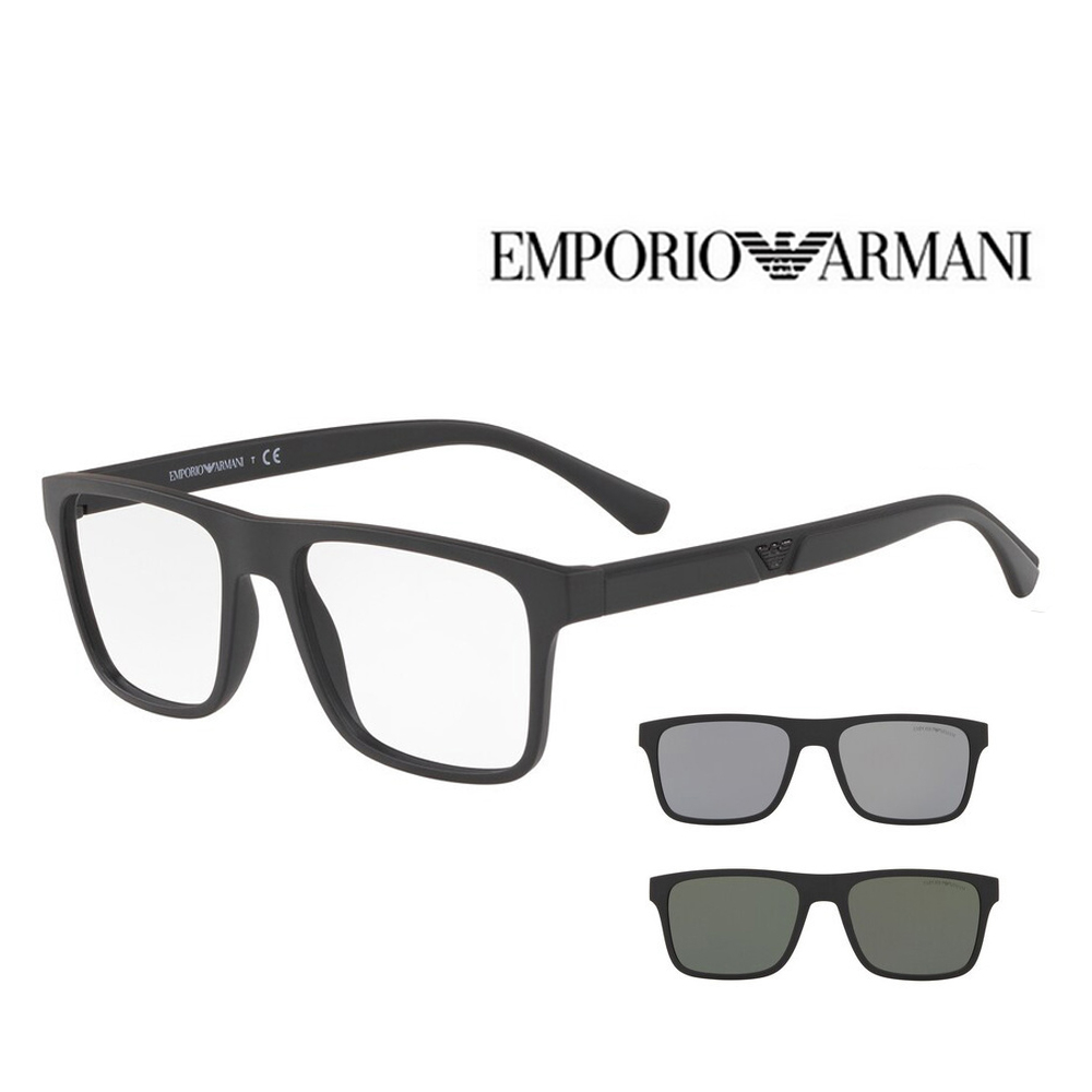 EMPORIO ARMANI 亞曼尼 雙前掛太陽鏡片+光學眼鏡 EA4115F 58011W 公司貨
