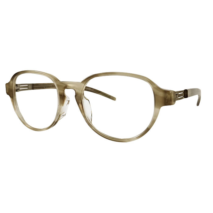 【ic! berlin】antje a. bronze 光學鏡框眼鏡 薄鋼 無螺絲 橢圓鏡框 膠框眼鏡 卡其色 51mm