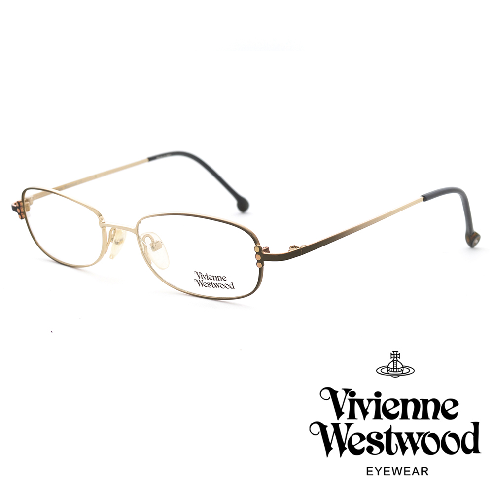 【Vivienne Westwood】 時髦金屬橢圓光學鏡框(金 VW02604)