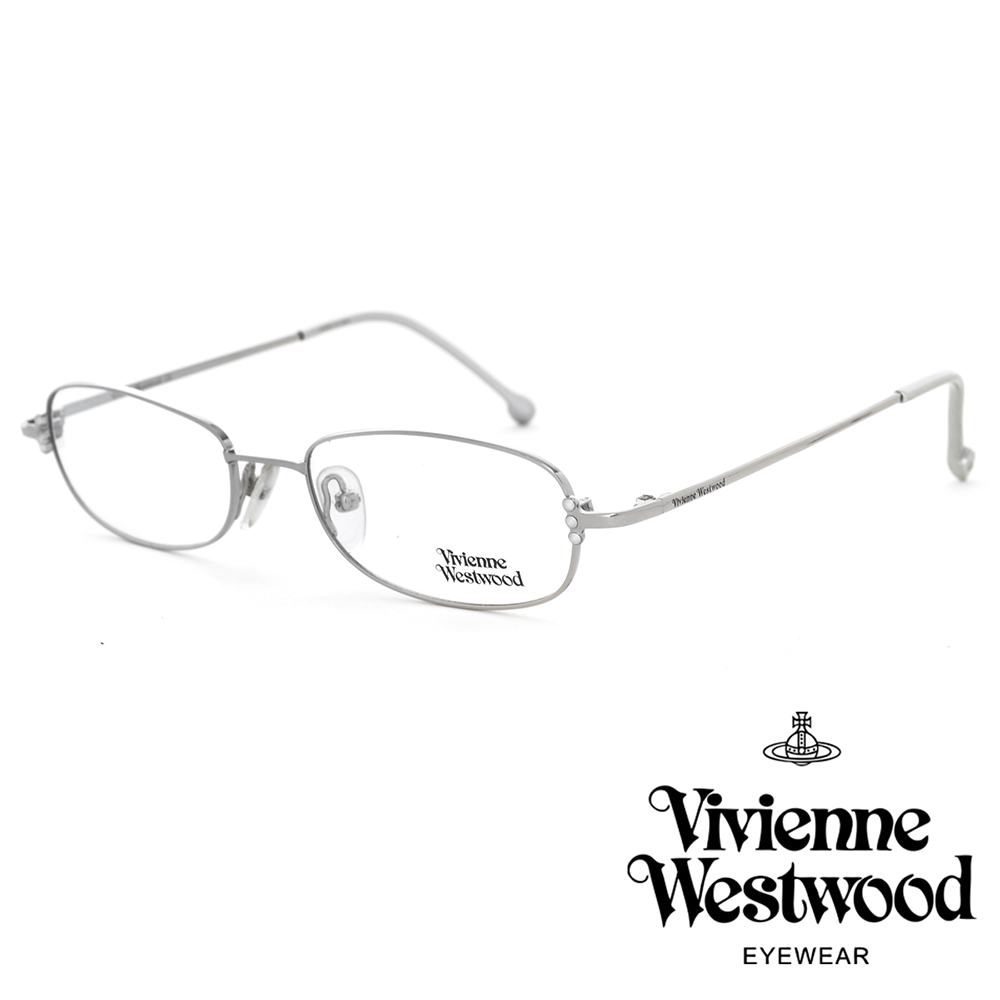 【Vivienne Westwood】時髦金屬橢圓光學鏡框(銀 VW02601)