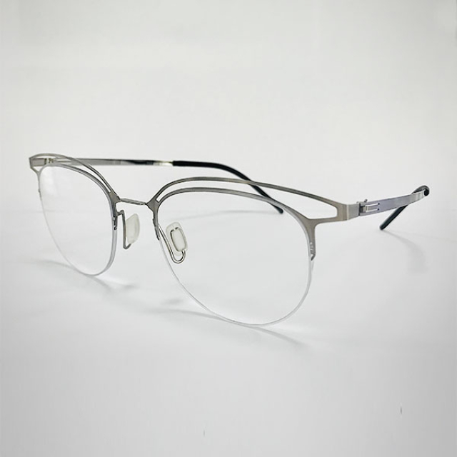 【ByWP】光學眼鏡鏡框 BY18013BS 德國薄鋼 橢圓鏡框 半框眼鏡 銀 無螺絲 49mm