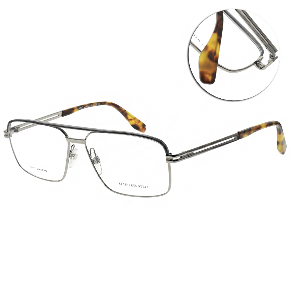 MARC JACOBS 光學眼鏡 雙槓復古方框款(黑-槍銀-琥珀棕)#MARC473 GUA