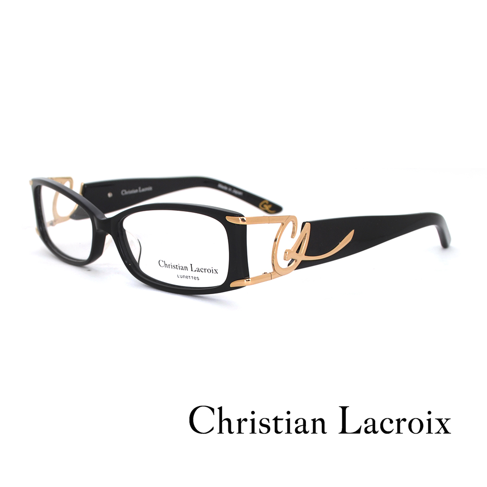 【Christian Lacroix】法式優雅 草寫品牌LOGO光學眼鏡(黑 - CL1005-001)