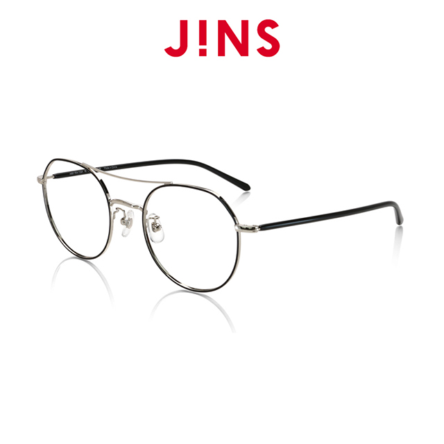 【JINS】 紳士雙鼻橋金屬眼鏡(特AMMF18S031)黑色