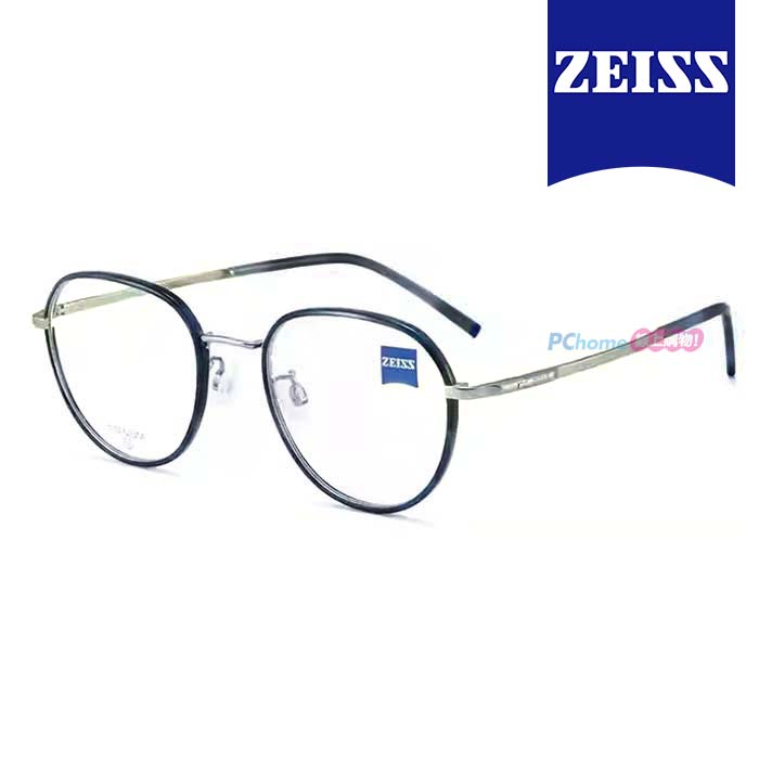 【ZEISS 蔡司】鈦金屬 光學鏡框眼鏡 ZS22111LB 460 橢圓框眼鏡 深藍玳瑁框/霧銀鏡腳 52mm