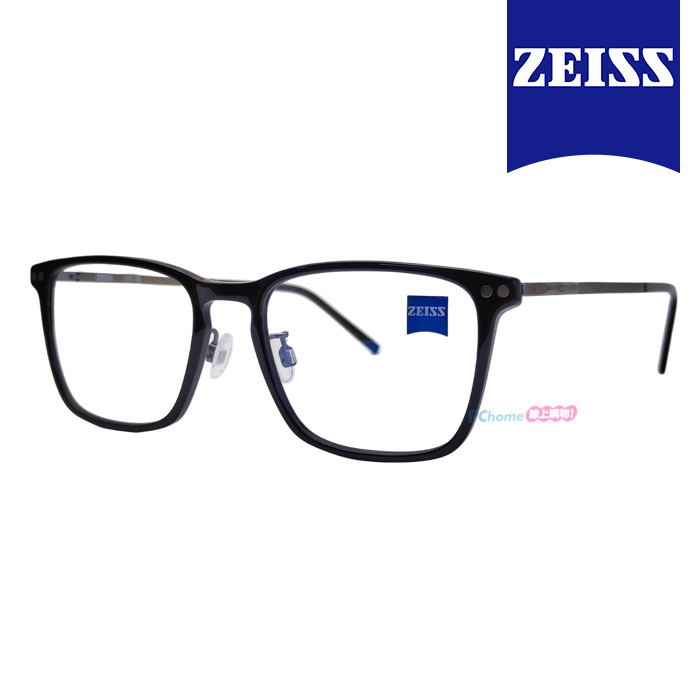 【ZEISS 蔡司】鈦金屬 光學鏡框眼鏡 ZS22705LB 001 黑色長方形框/鐵灰色鏡腳 54mm