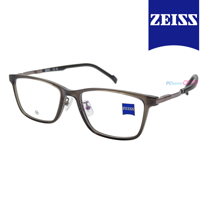 【ZEISS 蔡司】鈦金屬 光學鏡框眼鏡 ZS22712LB 020 茶色果凍長方形框/槍黑色鏡腳 54mm