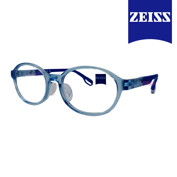 【ZEISS 蔡司】兒童光學鏡框眼鏡 ZS23807ALB 455 晶藍色橢圓形框/寶藍色鏡腳 46mm