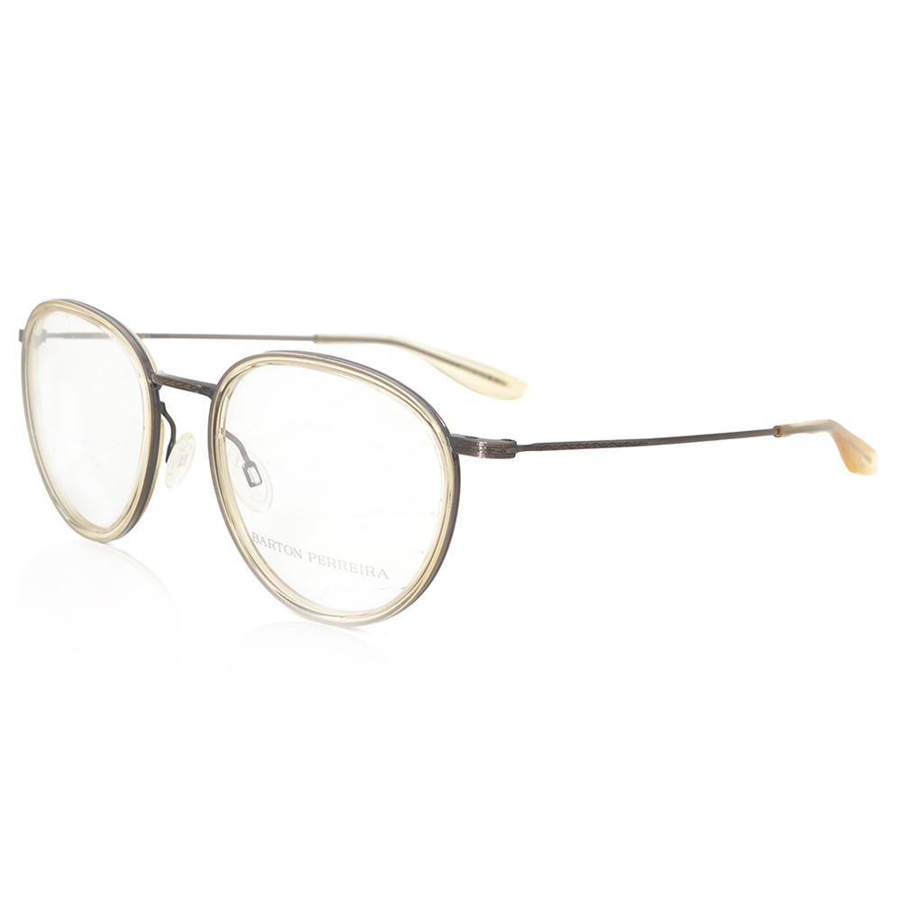 【Barton Perreira】美國好萊塢 金屬雕紋透明圓框光學眼鏡(透明 CORSO CHA/PEW)