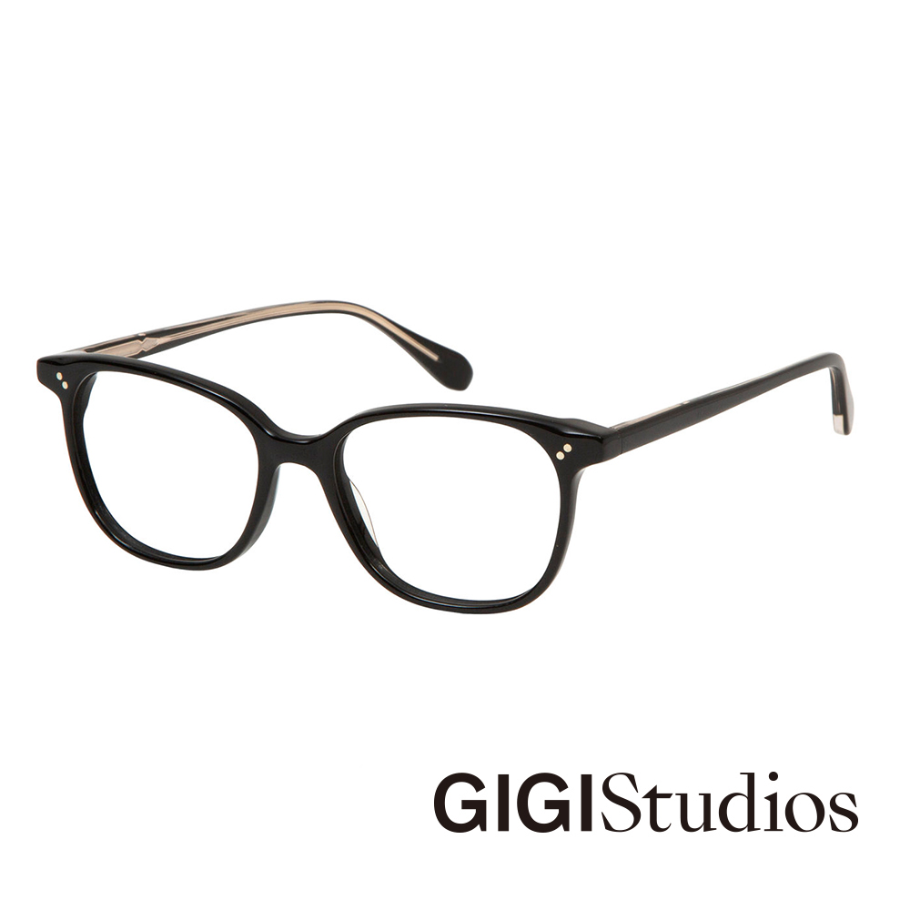 【GIGI Studios】圓弧方框鉚釘光學眼鏡(黑 - GINA-6612/1)