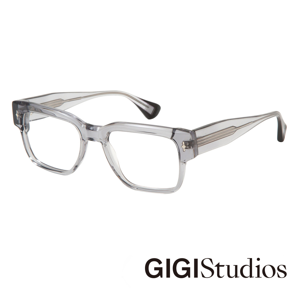 【GIGI Studios】西班牙設計粗框方形潮流平光眼鏡(透明 - PRINCE-6641/4)
