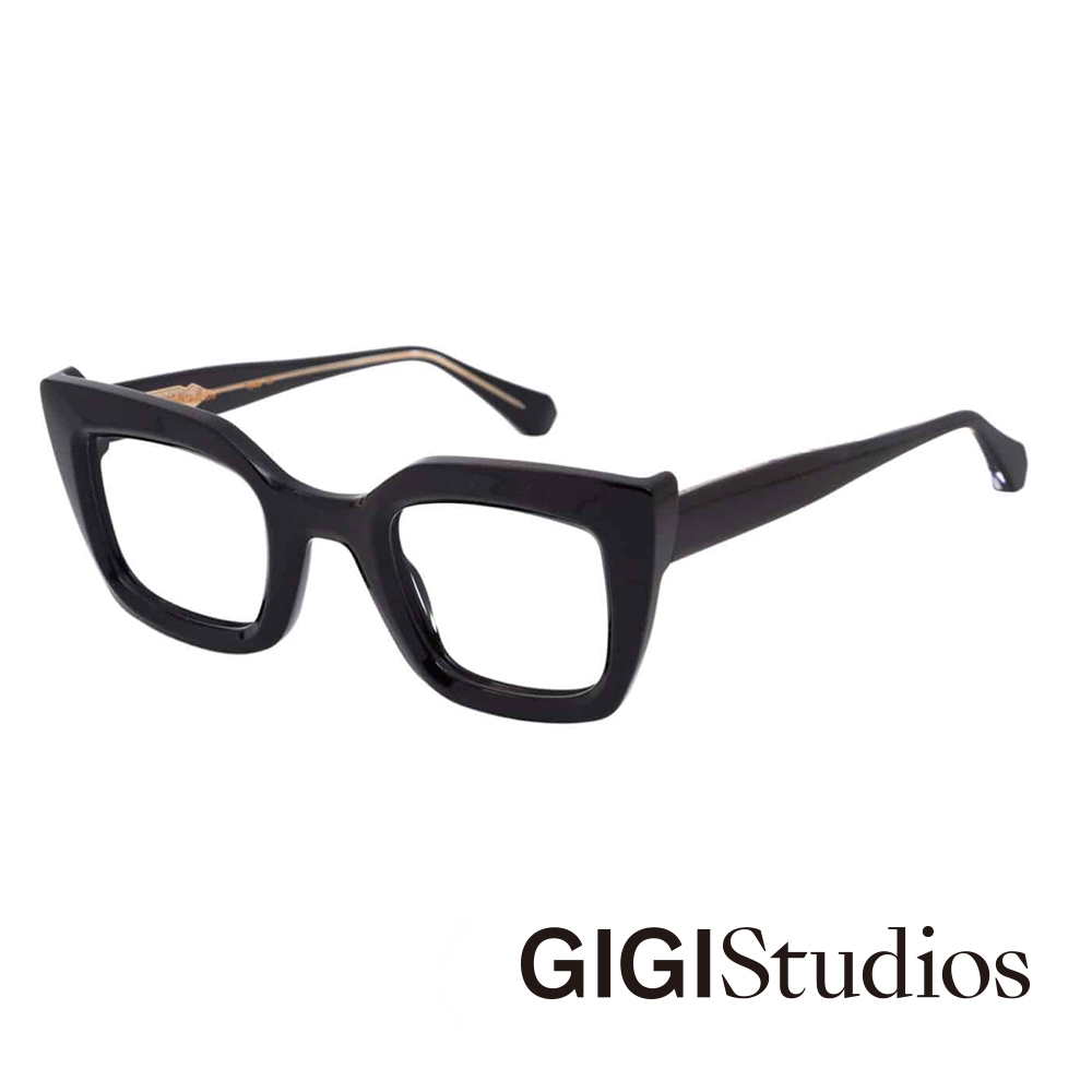 【GIGI Studios】個性立體貓眼平光眼鏡(精緻黑 - MIA-6499/1)