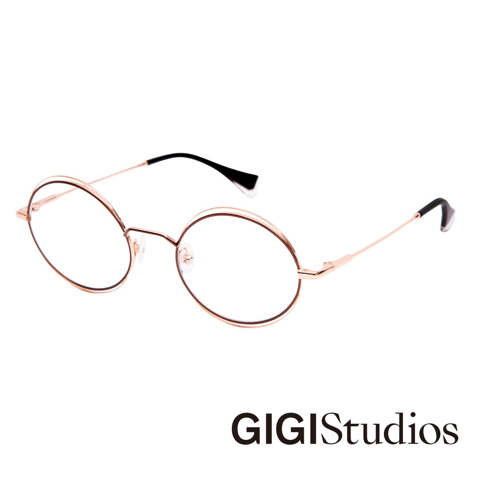 GIGI Studios 細節層次設計款橢圓平光眼鏡(玫瑰金) - GOLDIE-6597/2