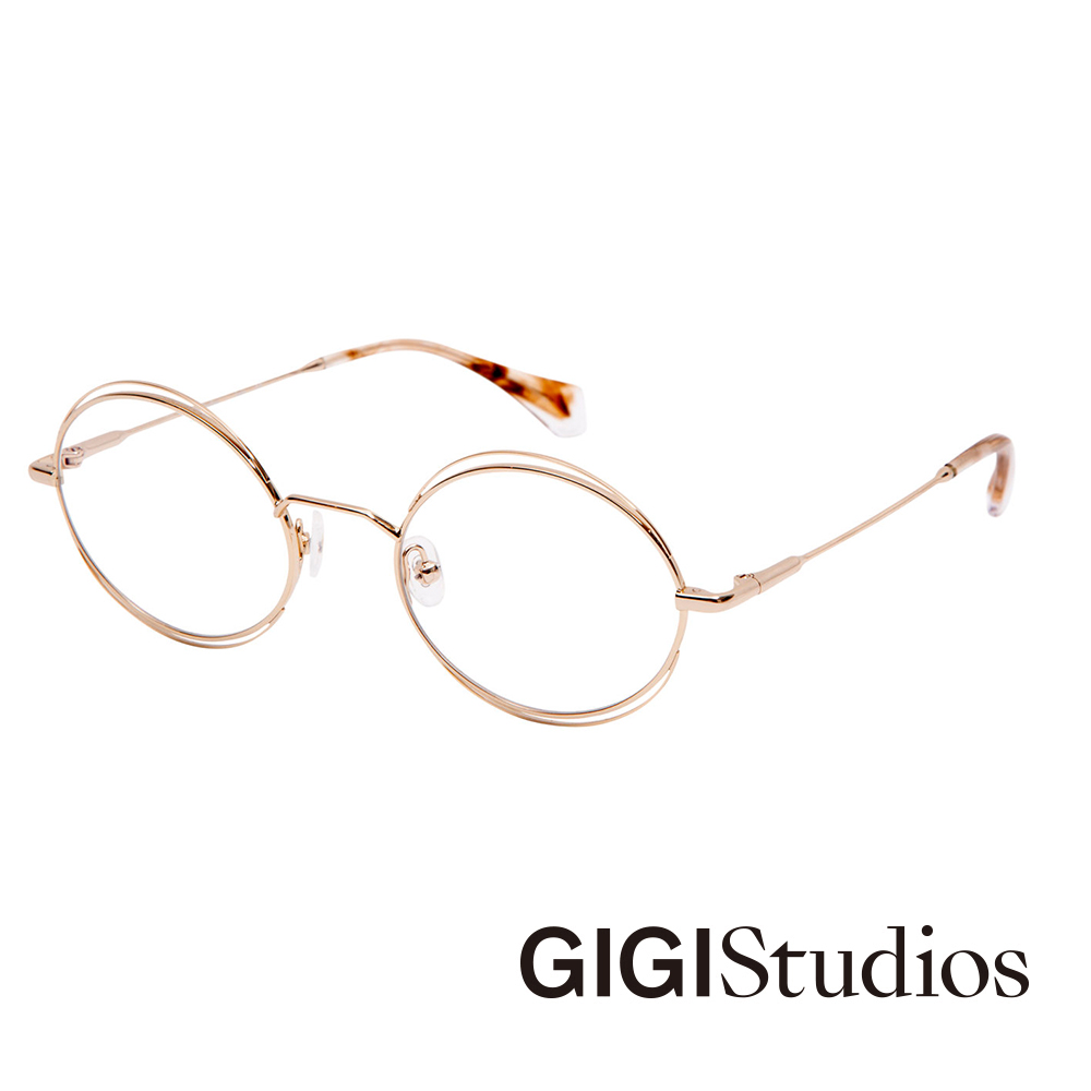 【GIGI Studios】細節層次設計款橢圓平光眼鏡(金) - GOLDIE-6597/5