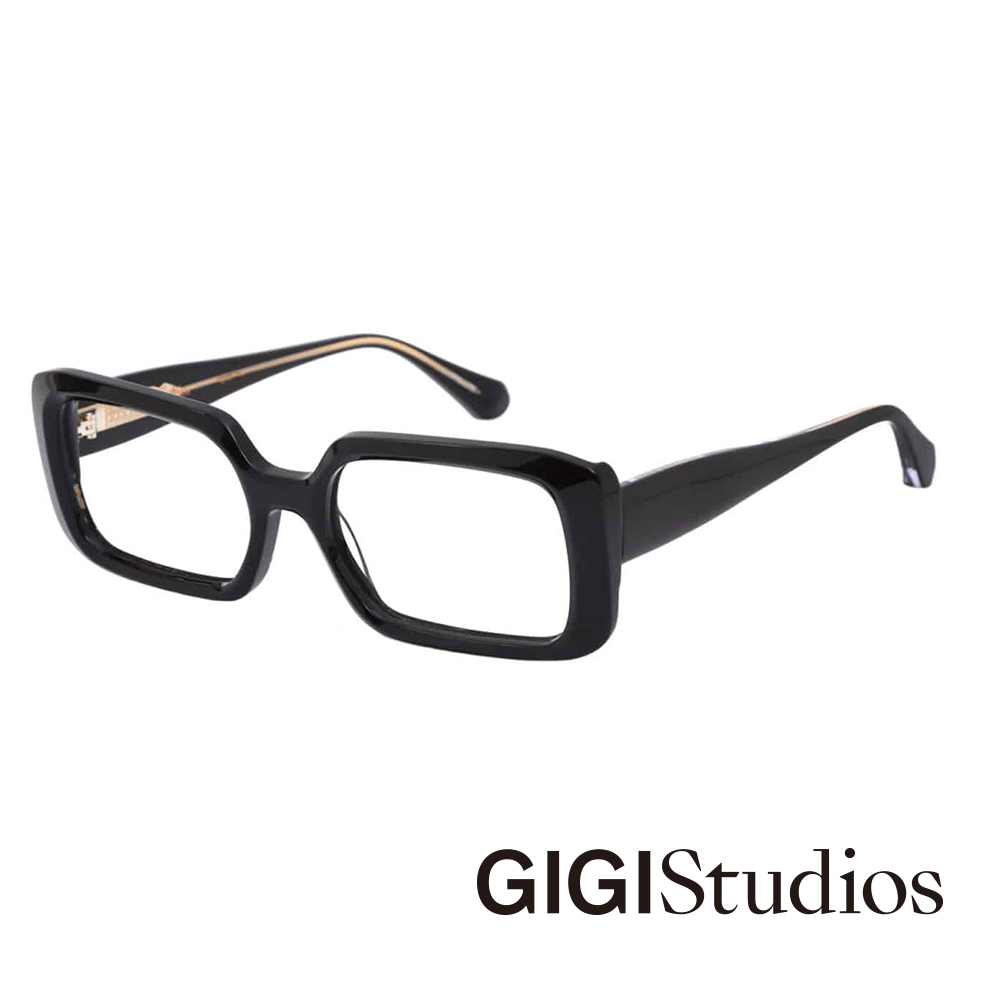【GIGI Studios】個性復古長方形平光眼鏡(黑-BRIGHT-6502/1)