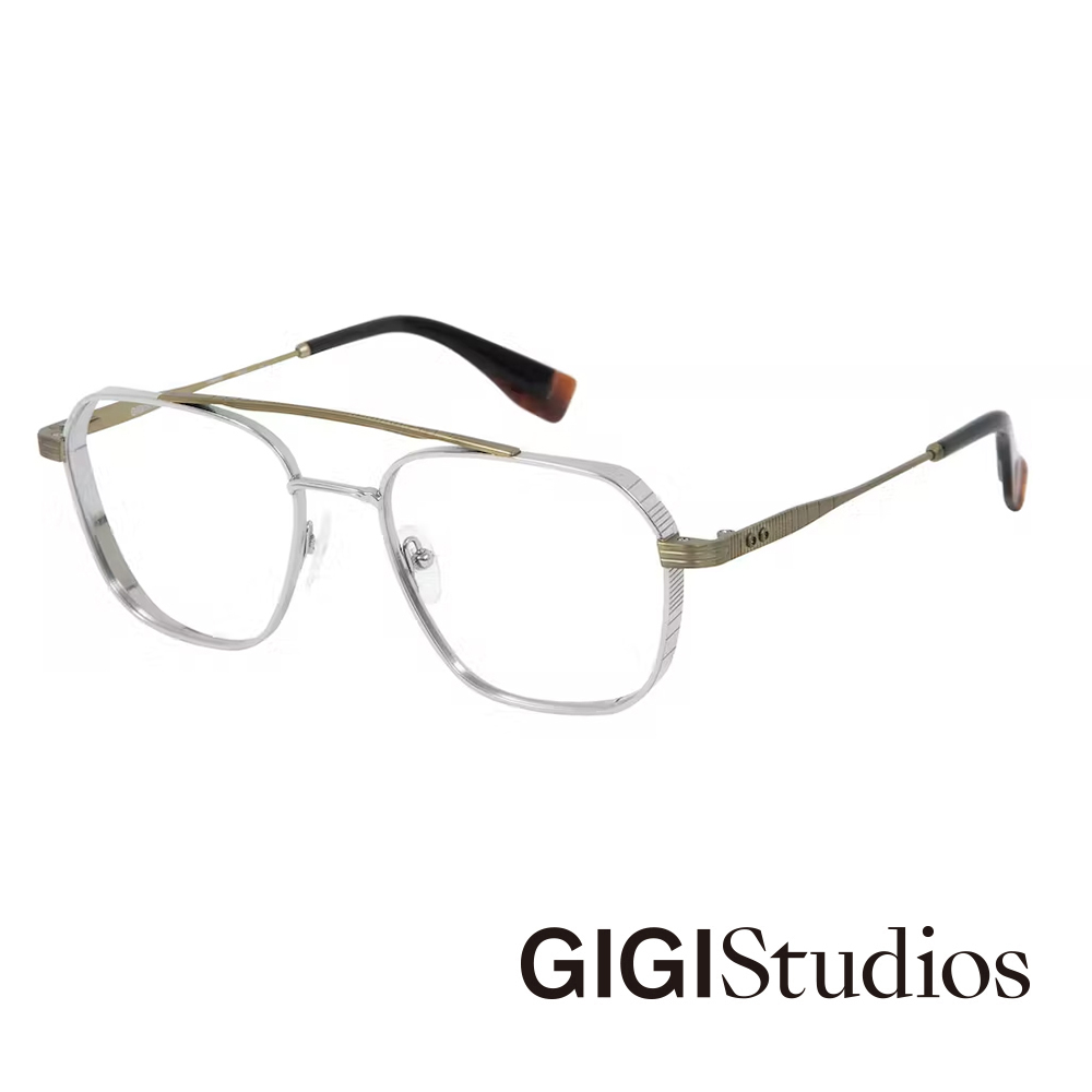 【GIGI Studios】經典飛行框鈦製光學眼鏡(銀 - CEZANNE/2)