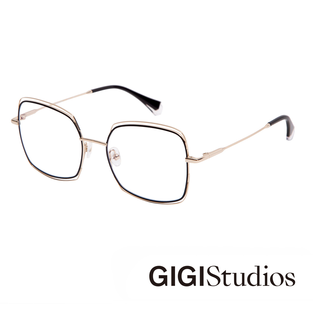 【GIGI Studios】方形手繪雙鏡框光學眼鏡(金 - CURTIS-6598/1)