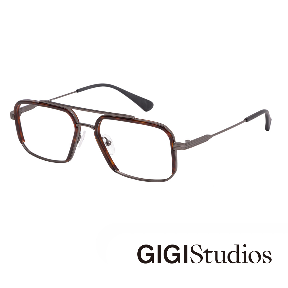 【GIGI Studios】個性飛行員光學眼鏡(琥珀 - NEWTON-6519/4)