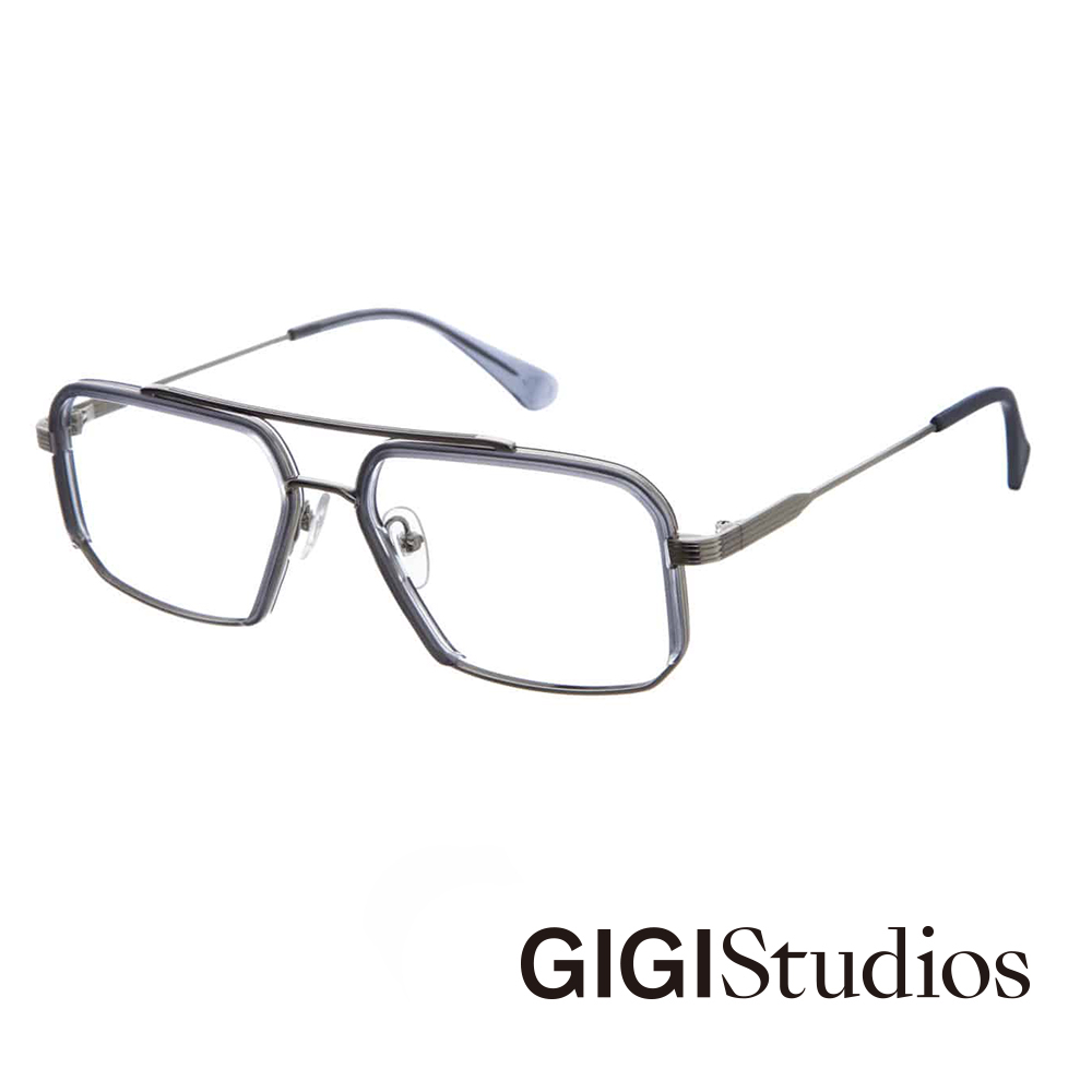 【GIGI Studios】個性飛行員光學眼鏡(灰 - NEWTON-6519/8)