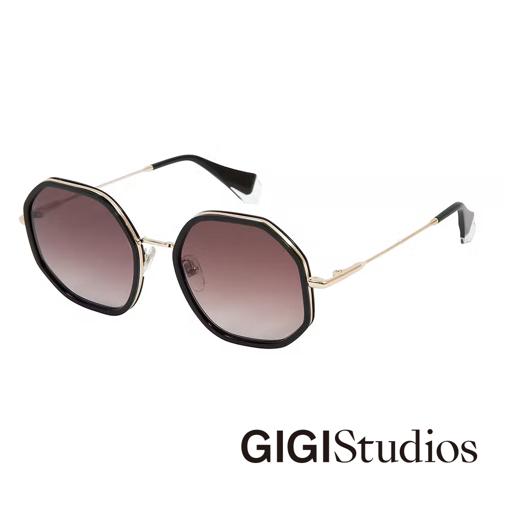 【GIGI Studios】西班牙大多邊形金屬設計太陽眼鏡(金色 - NIRA-6691/1)