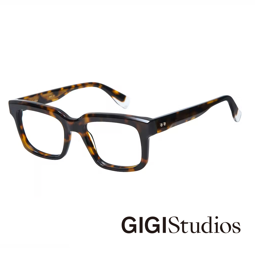 【GIGI Studios】 方形立體時尚光學眼鏡(玳瑁 - DESCARTES-6781/2)