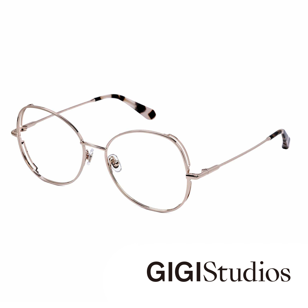 【GIGI Studios】 歐式顯小臉大圓框金屬光學眼鏡(玫瑰金 - KAREN-6436/6)