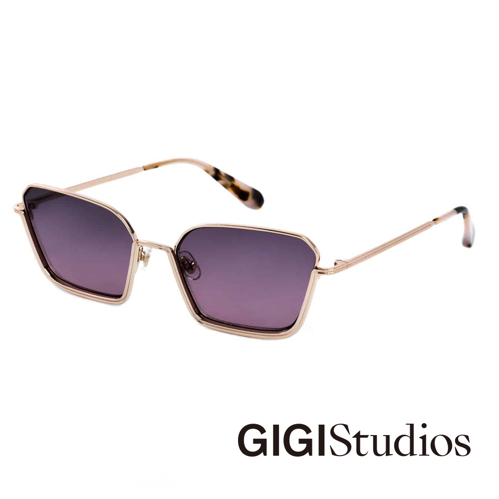【GIGI Studios】貓眼雙鏡框設計太陽眼鏡(玫瑰金 - JANA-6486/6)