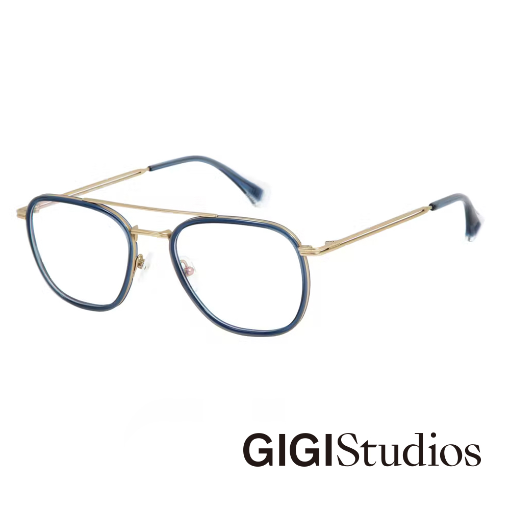 【GIGI Studios】鈦合金超輕飛行框光學眼鏡(藍色- DICKENS-6677/3)