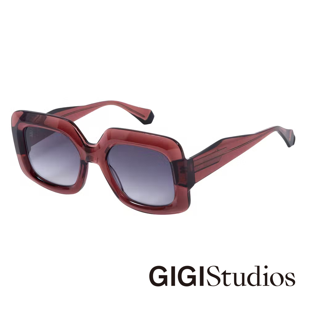 【GIGI Studios】西班牙奔放前衛超大方框太陽眼鏡(紅 - HAILEY-6707/6)