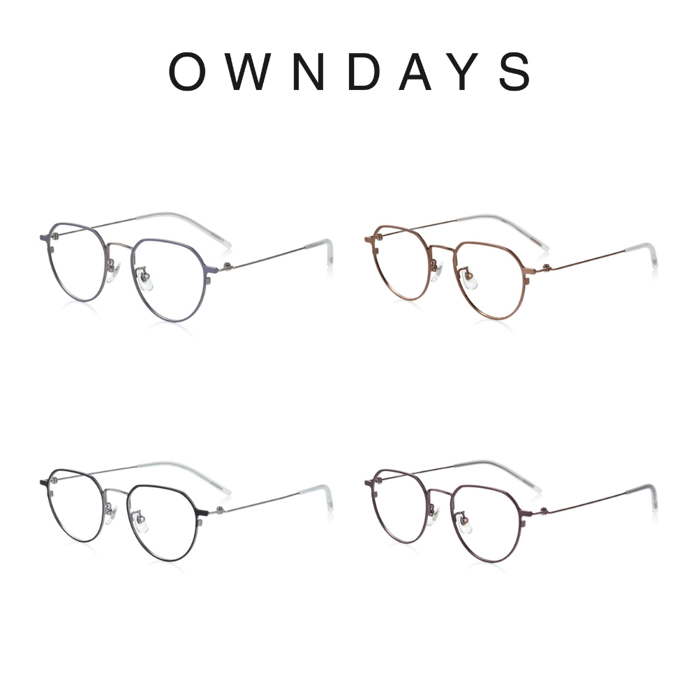 OWNDAYS AIR FIT 輕薄系列 知性波士頓多角形鈦金屬光學鏡框(AF1032G-2A)