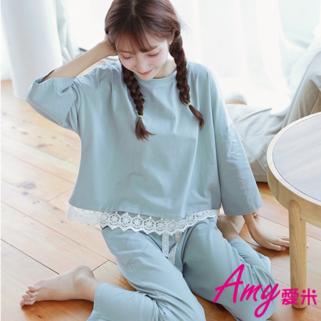 AMY愛米-蕾絲少女日系兩件式長袖睡衣(AD175)