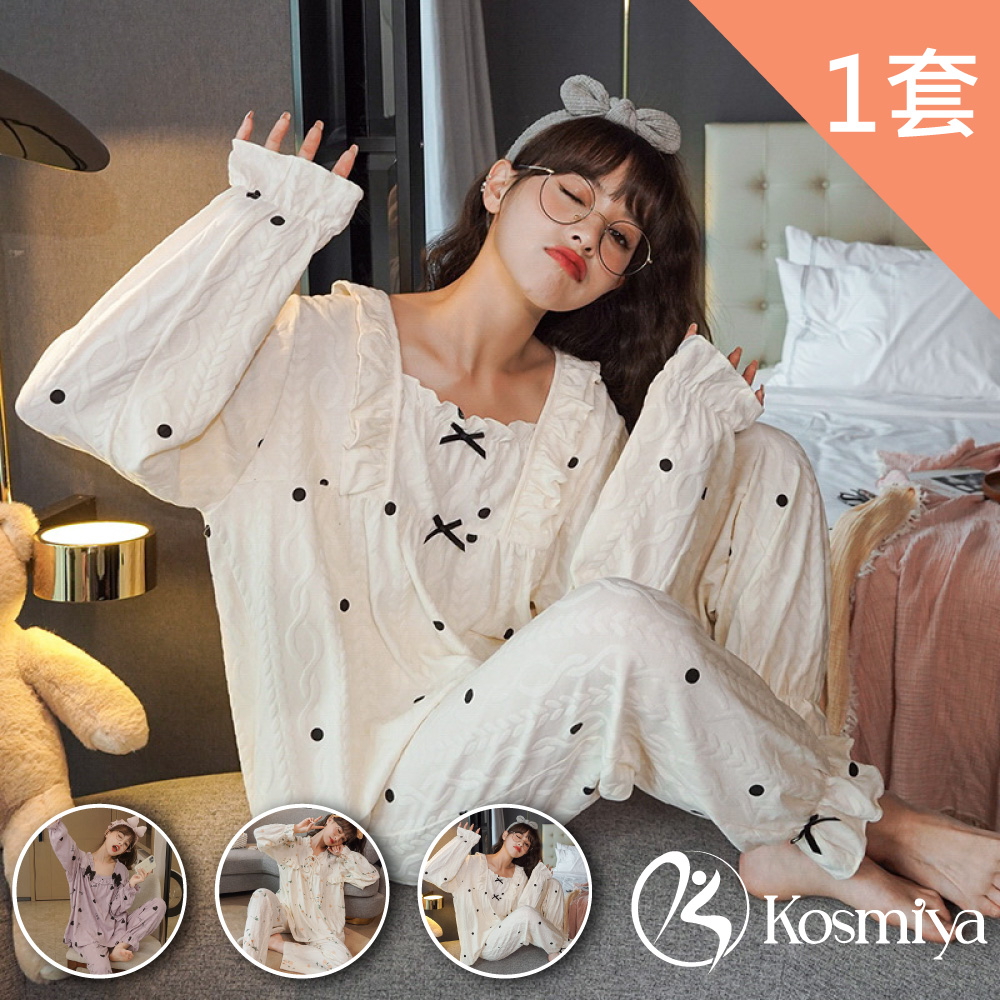 【Kosmiya】法式香甜棉質睡衣居家服(M-2XL ,多色可選)