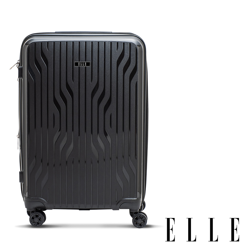 ELLE 法式浮雕24吋特級極輕耐刮PP材質行李箱-經典黑 EL31281