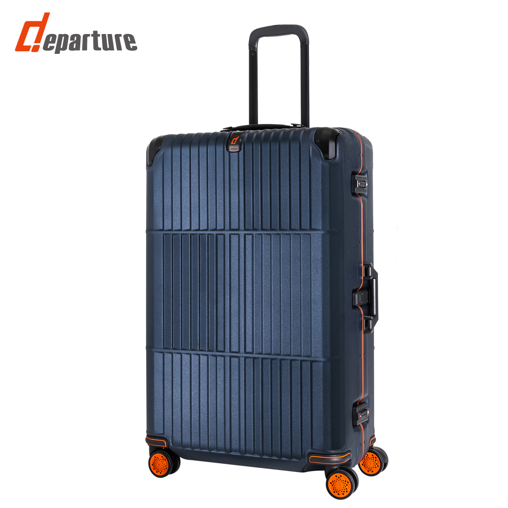 【departure 旅行趣】登峰造極細鋁框 橘框煞車箱 30吋 行李箱 深藍電子紋(HD509S-3072)