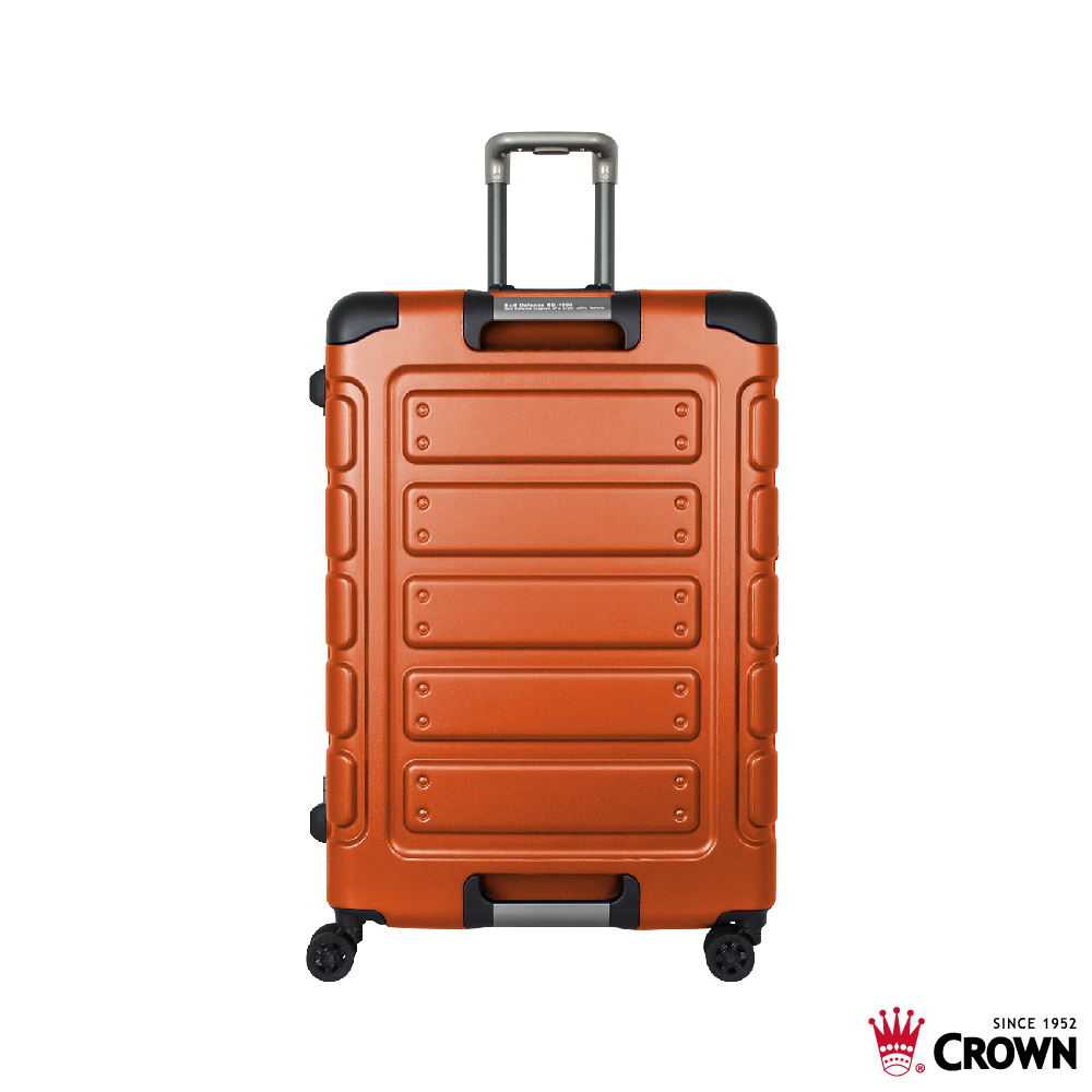 CROWN 皇冠 日本同步款 獨特箱面手把 27吋 行李箱 悍馬箱 橘色