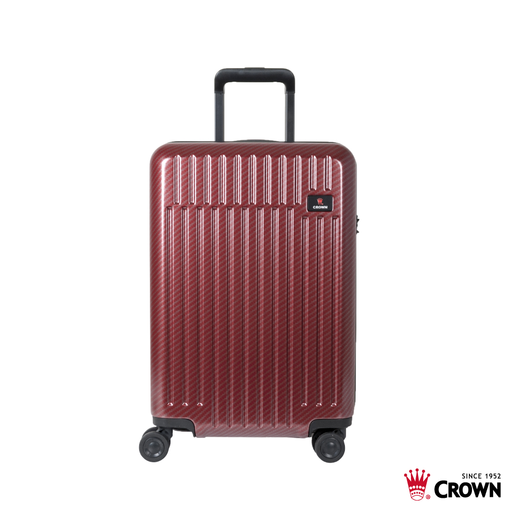 CROWN C-F1785 雙層防盜拉鍊 霧面 21吋 登機箱 行李箱 乾紅
