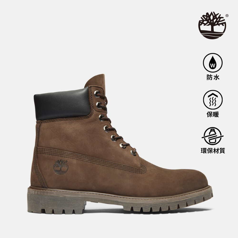 Timberland 男款中棕色磨砂革防潑水經典6吋靴|10001214