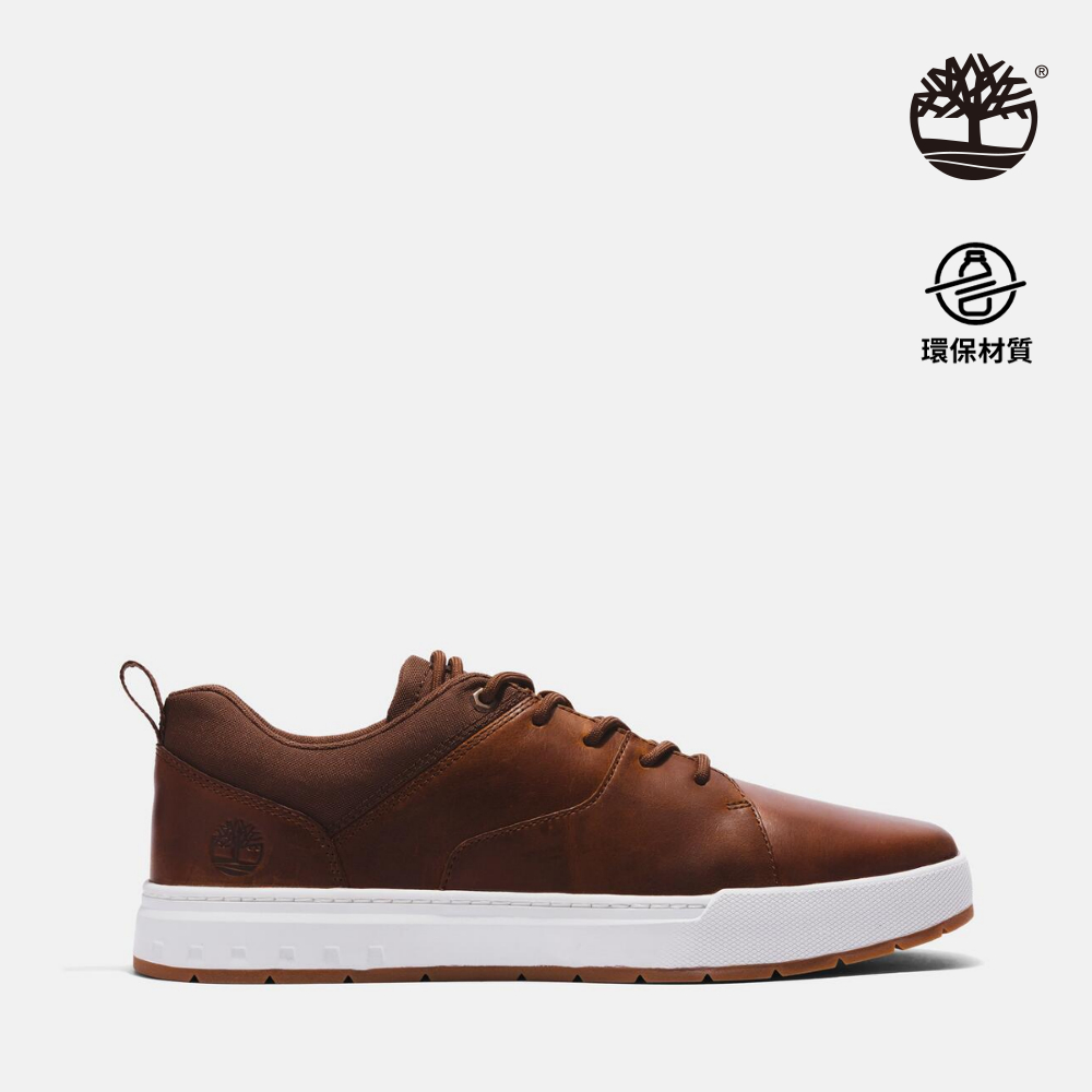 Timberland 男款棕色全粒面皮革Maple Grove休閒鞋|A5Z1S358