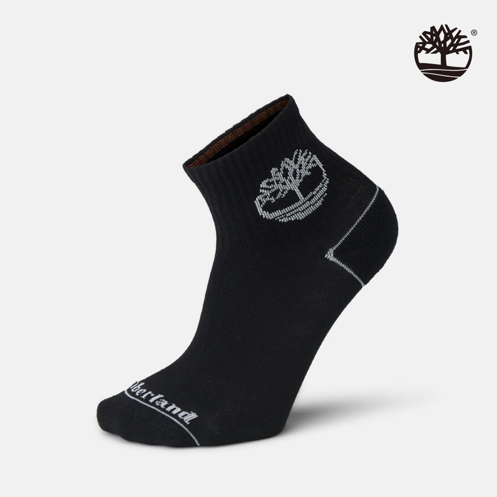Timberland 中性黑色中筒襪|A2Q4K001