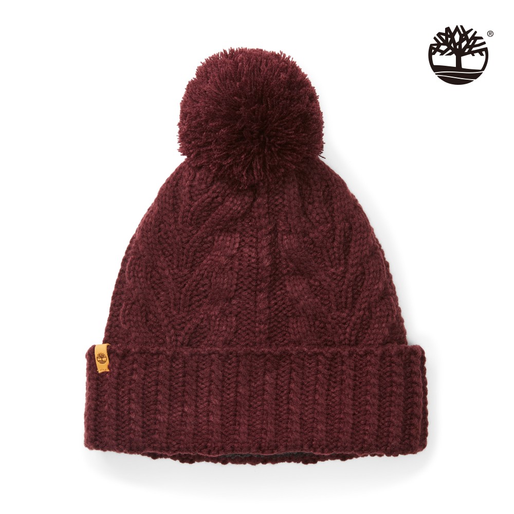 Timberland 中性酒紅色編織毛帽|A1EROI30