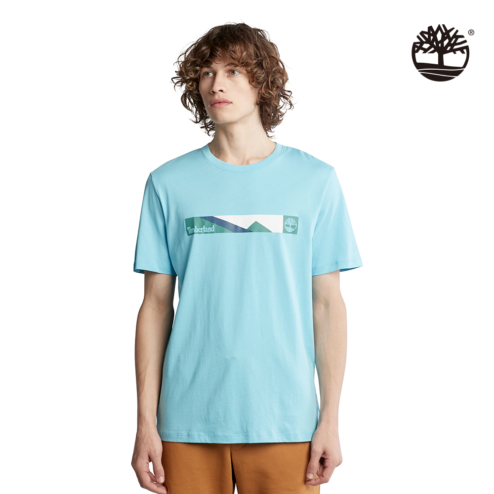 Timberland 男款淺藍色印花短袖T恤|A61YKCL5