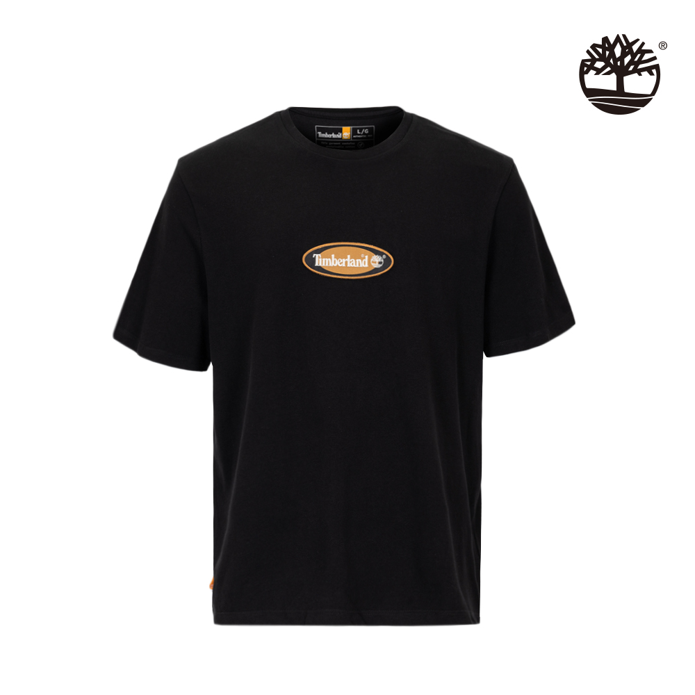 Timberland 男款黑色厚磅LOGO短袖T恤|A6Q8N001