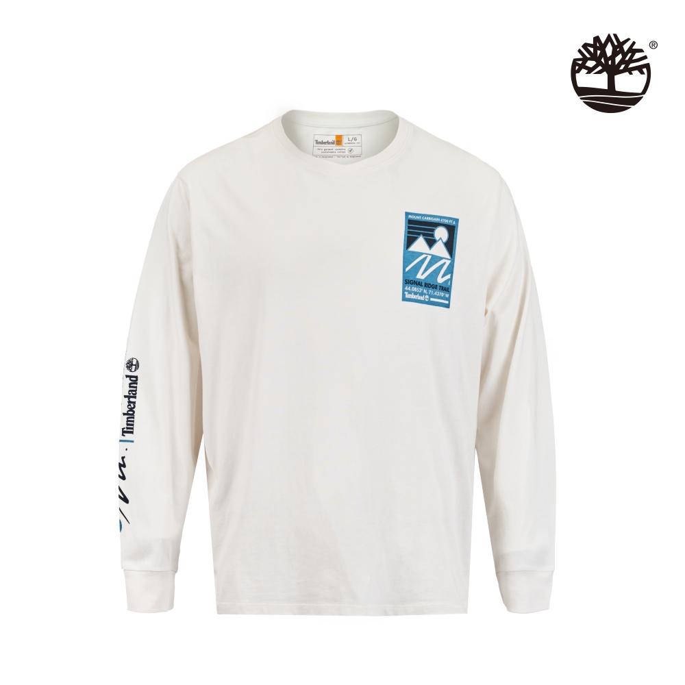 Timberland 中性款復古白背面圖案長袖T恤|A27N4CM9